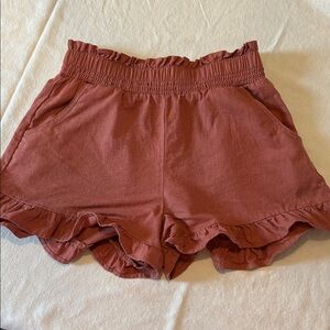 Vanilla Star High Waist Shorts with Ruffled Design Linen Blend